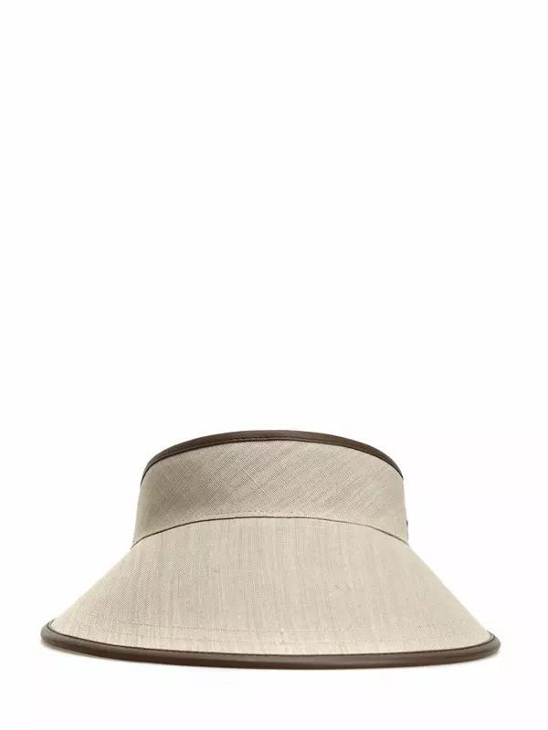 Льняной козырек с отделкой из кожи и вышитым логотипом