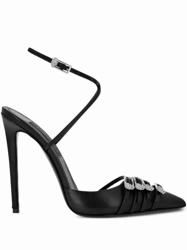 Туфли-лодочки с ремешком на щиколотке, украшенные пряжками Philipp Plein, черный