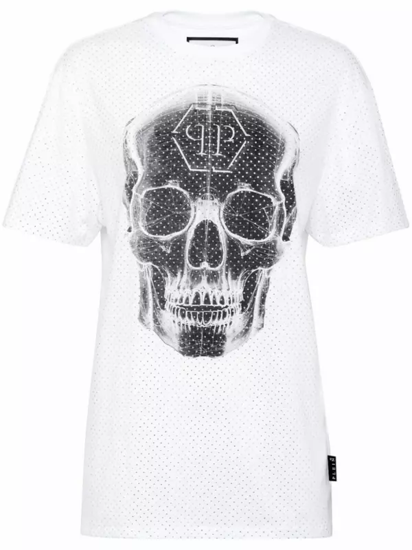 Philipp Plein футболка Skull со стразами, белый