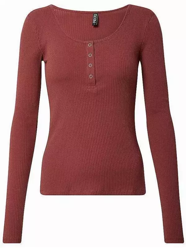 Лонгслив Pieces KITTE, бордовый