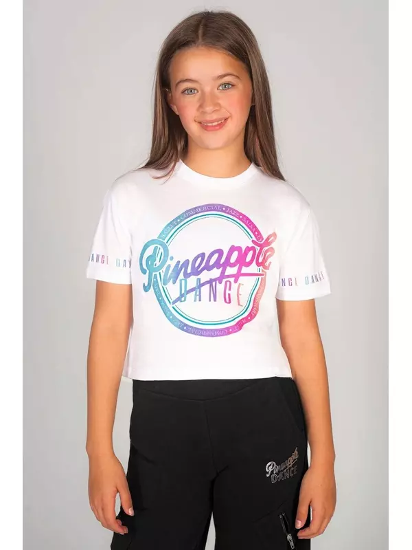 Укороченная футболка для девочек с логотипом Pineapple, белый
