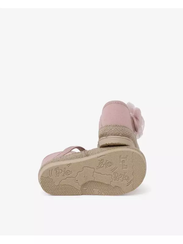 Эспадрильи для девочки на тонкой подошве с бантиком из тюля Pisamonas, розовый