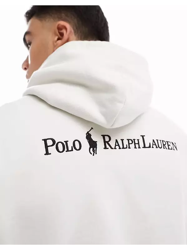Толстовка Polo Ralph Lauren свободного кроя с надписью «значок» на спине, кремового цвета