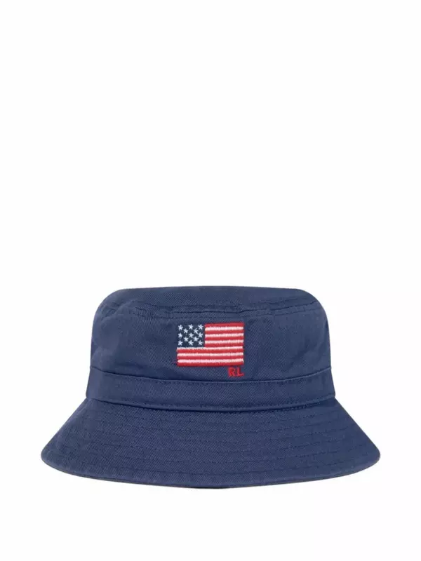 POLO RALPH LAUREN KIDS панама с вышитым флагом, синий