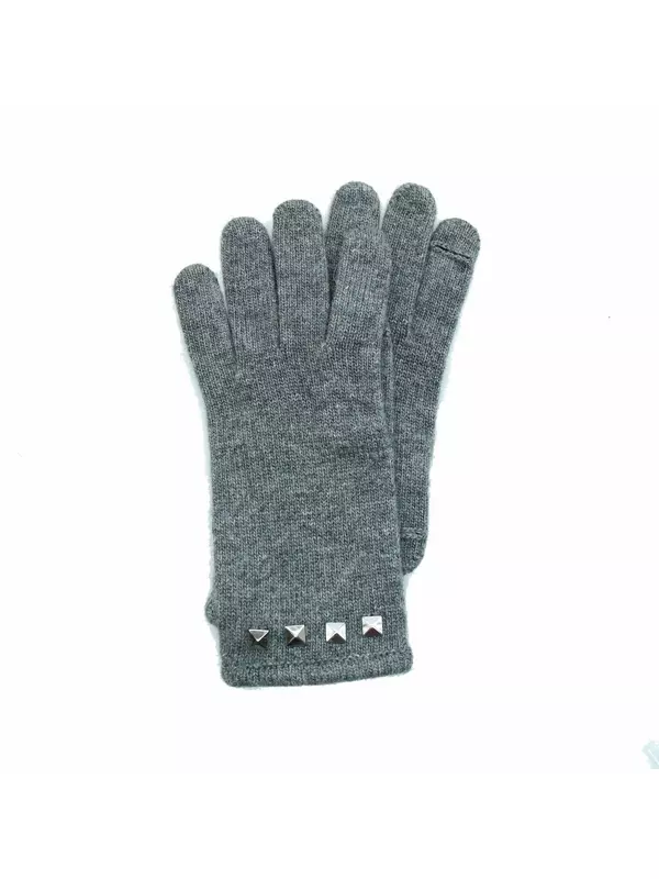 ПЕРЧАТКИ С КЛЕПКАМИ И ПРОРЕЗАМИ НА ПАЛЬЦАХ Portolano, цвет medium grey