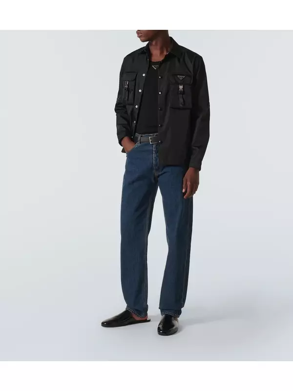 Замшевые мюли с бархатистой отделкой Prada, черный