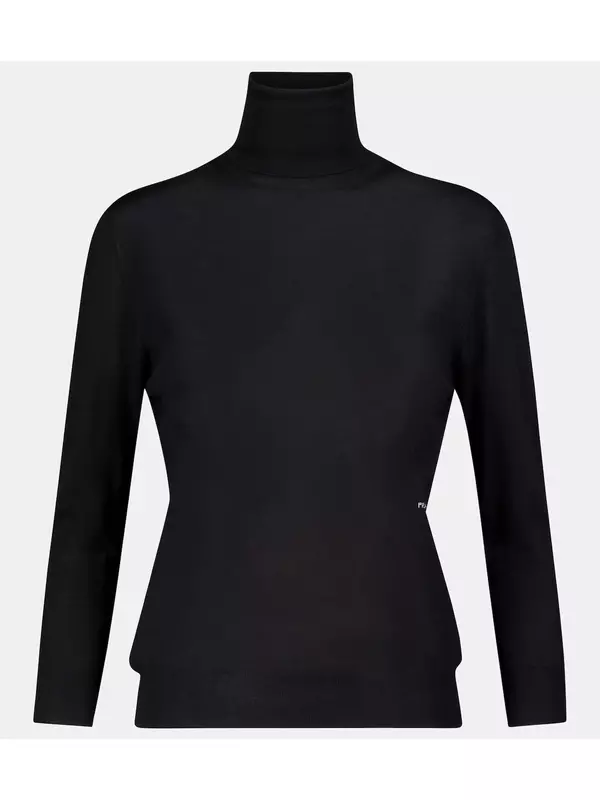 Свитер с воротником водолазка из натуральной шерсти Prada, черный