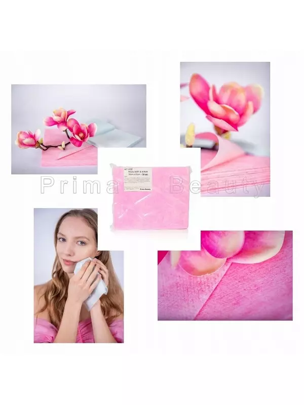 Салфетки-скрабы для пилинг-масок, розовые, 50 шт Prima Beauty