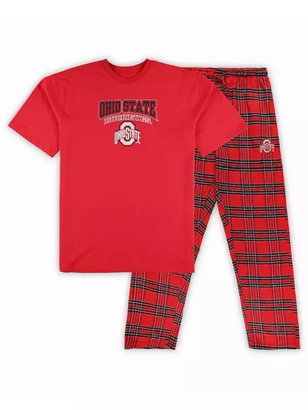 Мужской набор Ohio State Buckeyes Big and Tall из 2 предметов: футболка и брюки-пижама в цветах алый и черный Profile