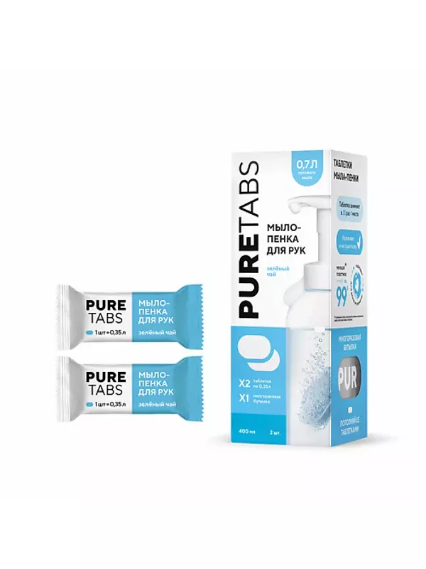 PURETABS Мыло-пенка для рук - бутылка и 2 таблетки