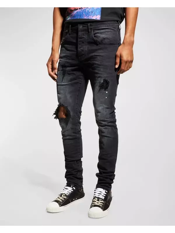 Мужские джинсы из состаренной смолы с заниженной посадкой PURPLE