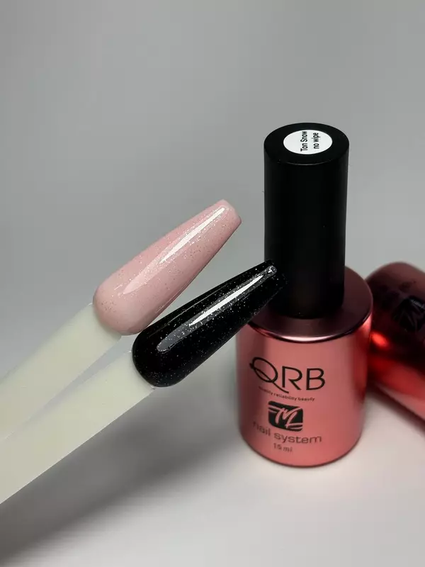 Snow топ c мелким белым шиммером для ногтей без липкого слоя QRB, 15 мл