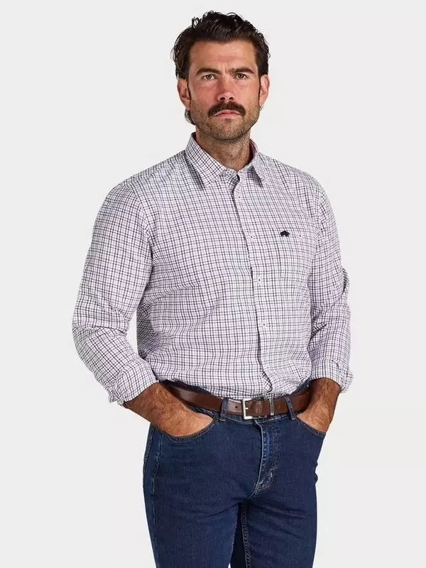 Хлопковая рубашка Regular Fit в клетку Raging Bull, Purple/Multi