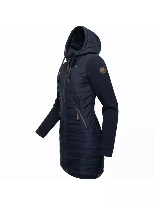 Стеганое пальто Ragwear Lucinda Long, пальто из современного микса материалов с капюшоном, цвет морской волны