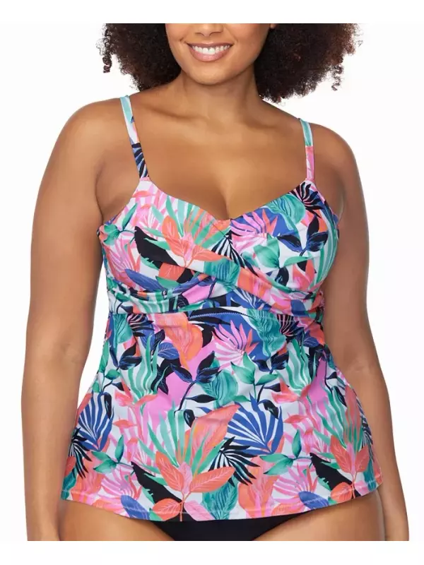 Модный топ-танкини с чашками на косточках Aries для полных женщин Raisins Curve, мультиколор