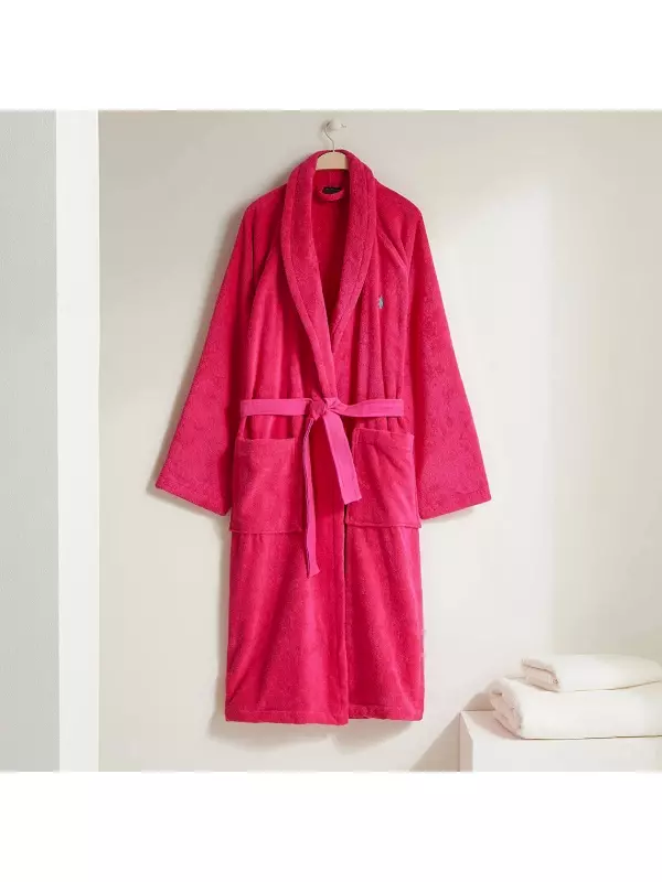 Хлопковый халат 450 гр/м2 Polo Player 24 Ralph Lauren Home, фуксия