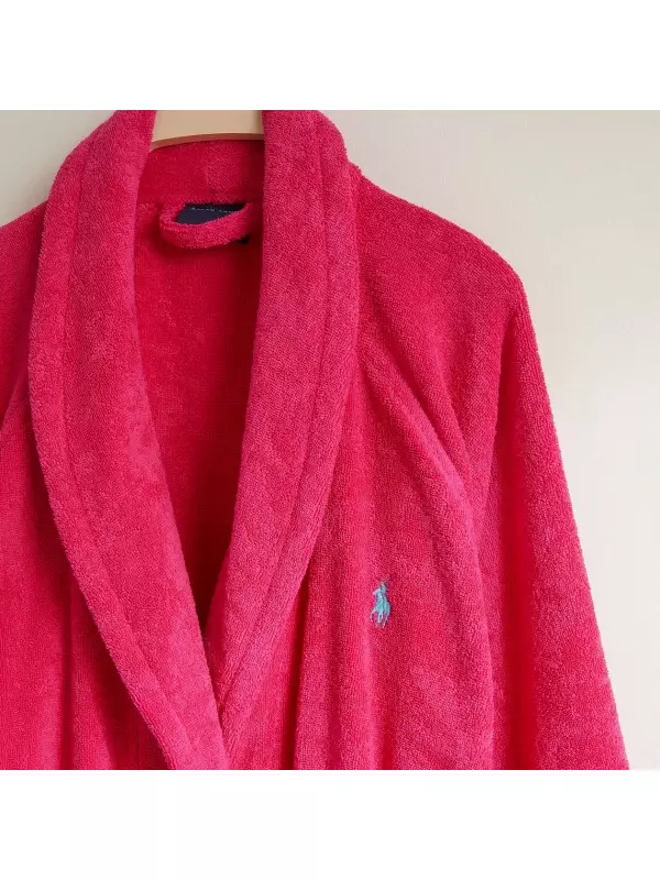 Хлопковый халат 450 гр/м2 Polo Player 24 Ralph Lauren Home, фуксия