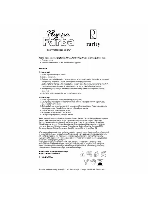 Rarity Краска для бровей и ресниц 15 мл, светлый блондин