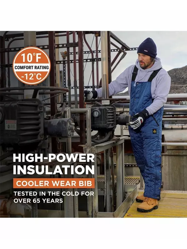 Мужской прохладный комбинезон с нагрудником и утеплителем из волокнистого наполнителя RefrigiWear