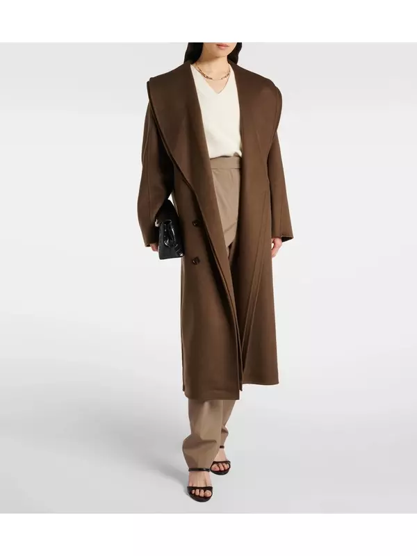 Шерстяное пальто с шарфом Róhe, серо-коричневый
