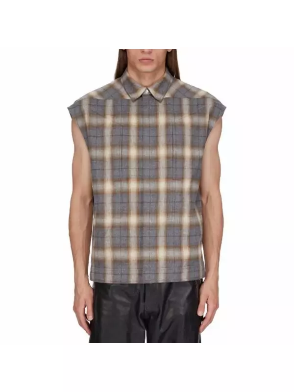 RICK OWENS Безрукавка оверсайз, Gray Plaid