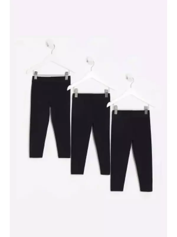 Однотонные леггинсы Mini для девочек 3 пары шт River Island, черный