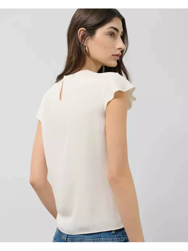 Женская блузка с короткими рукавами и мини-оборками спереди Roberto Verino, цвет Crudo