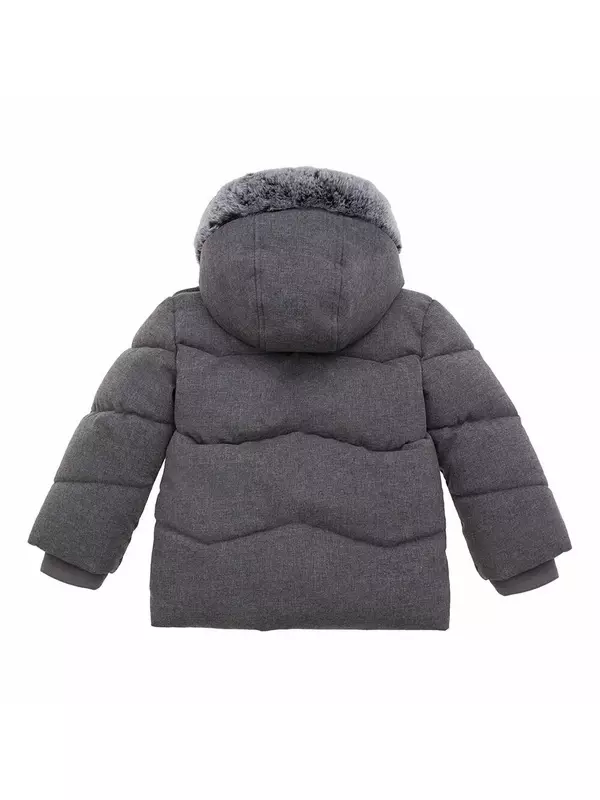 Пуховик на подкладке из шерпы с капюшоном для маленьких мальчиков Rokka&Rolla, цвет Warm Beige