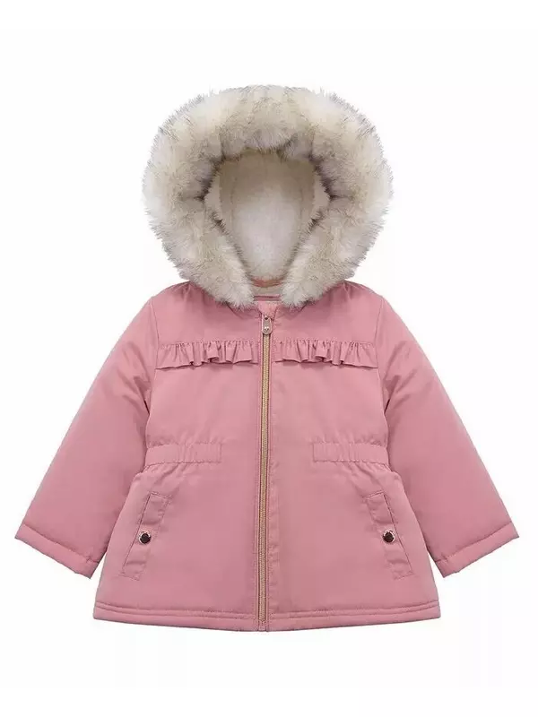 Пуховик для девочек-малышей на флисовой подкладке из шерпа, 2–4 года Rokka&Rolla, розовый