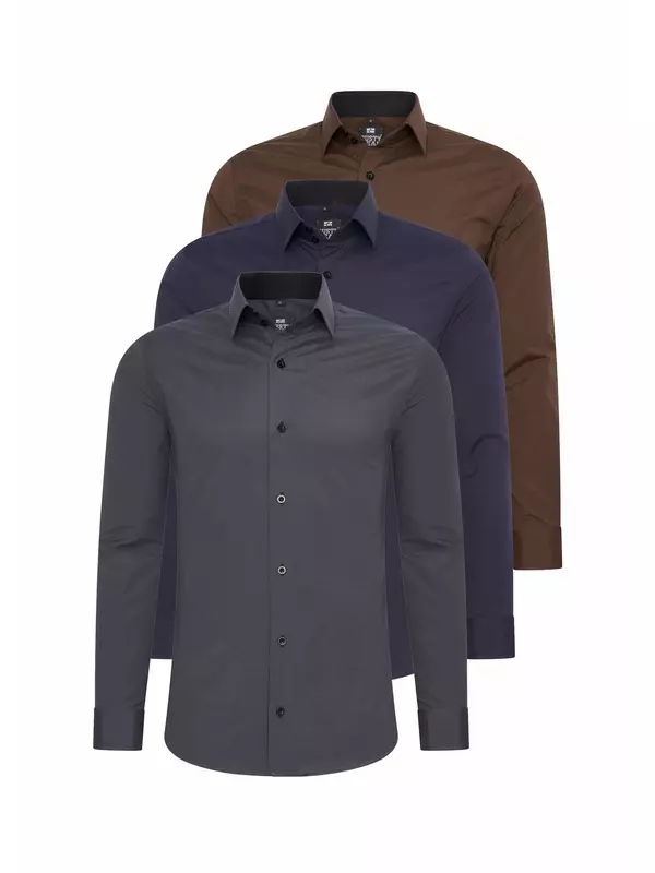 Рубашка (3 шт) с длинными рукавами, приталенного кроя RUSTY NEAL, серый