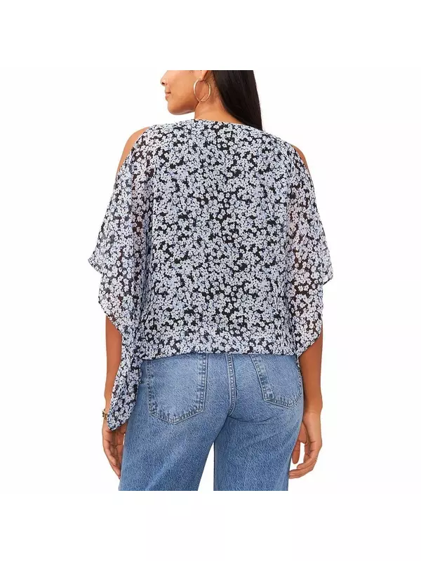 Женская блузка с открытыми плечами и цветочным принтом Sam & Jess, цвет black/denim