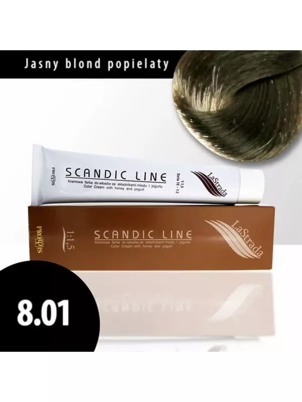 8.01 крем-краска для волос светлый пепельный блондин Scandic Line LaStrada 100мл