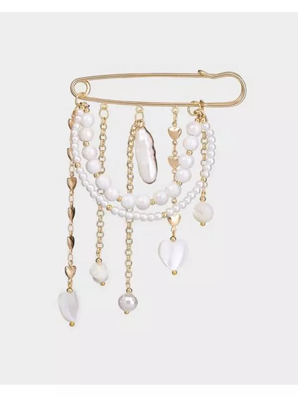 Брошь ручной работы с жемчугом Майорка и натуральным перламутром