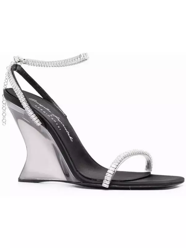 Sergio Rossi босоножки на танкетке с кристаллами, черный