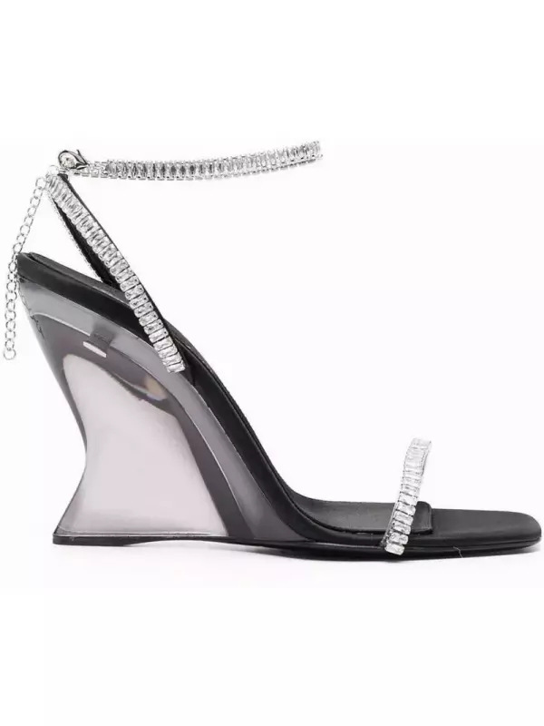 Sergio Rossi босоножки на танкетке с кристаллами, черный