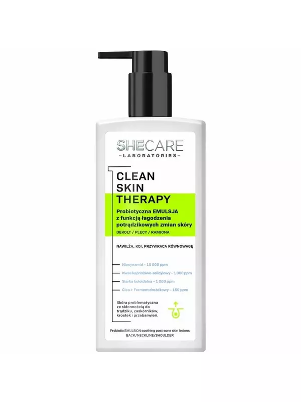 SHE, Shecare Clean Skin Therapy, эмульсия для тела с пробиотиками, 225 мл