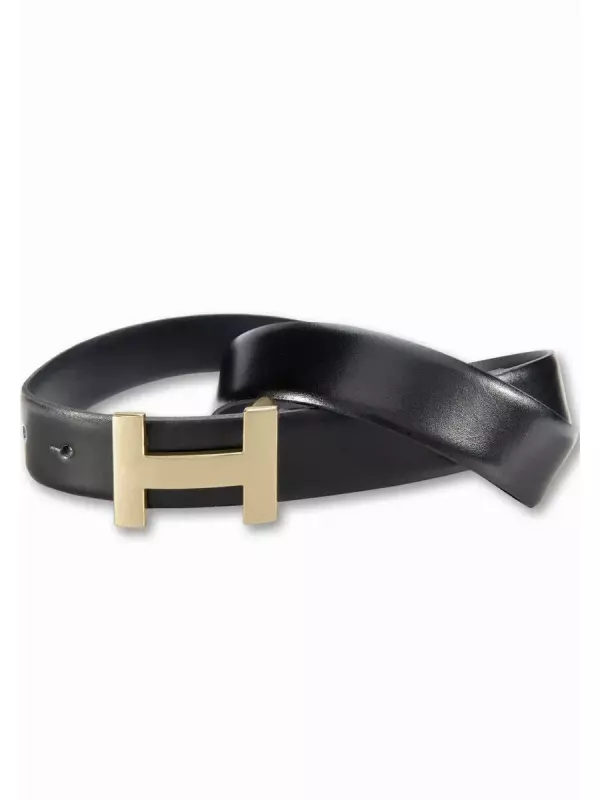 Кожаный ремень Silbergift, изогнутая шелковистая яловая кожа, черный