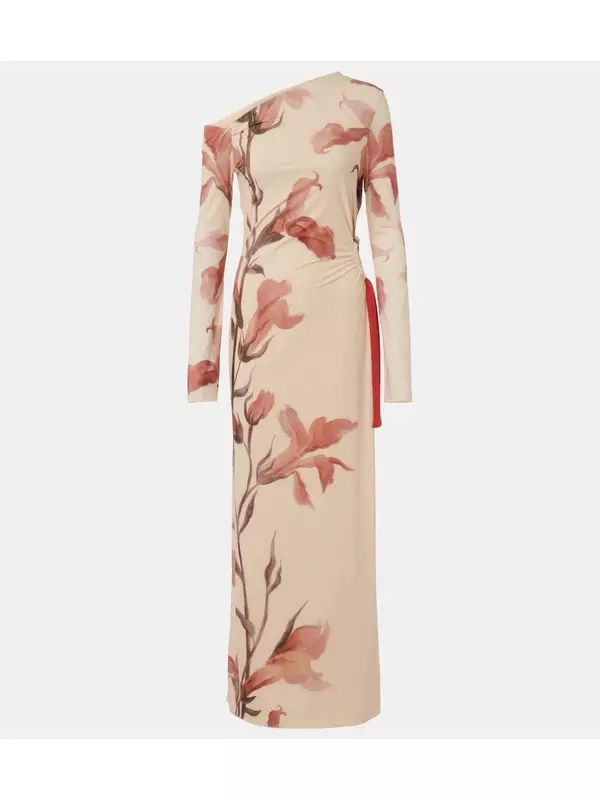 Платье макси на одно плечо с цветочным принтом SIR, Gladioli Print