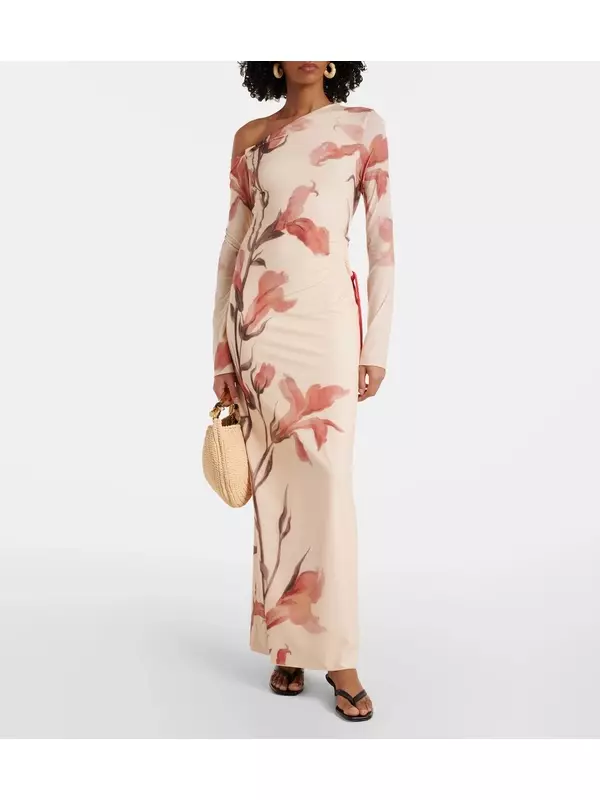 Платье макси на одно плечо с цветочным принтом SIR, Gladioli Print