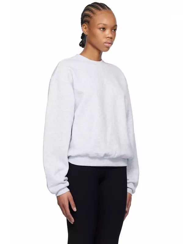 Классический хлопковый свитшот с ворсом Skims, серый