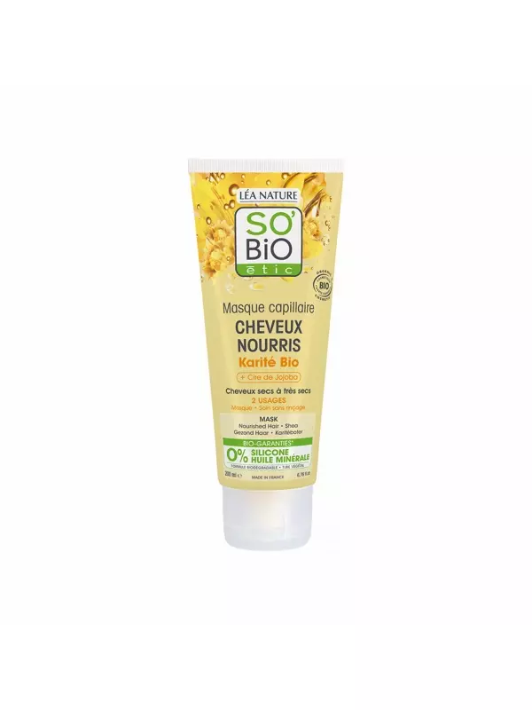 Питательная маска для волос с маслом ши и маслом жожоба, 200 мл So'Bio Etic Pielęgnacja włosów