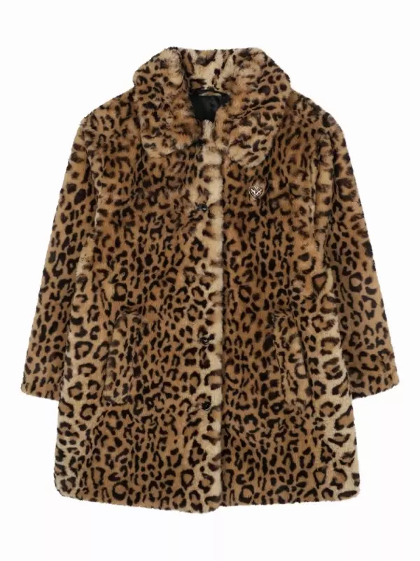 Шуба из искусственного меха с леопардовым принтом SONIA RYKIEL ENFANT, нейтральный