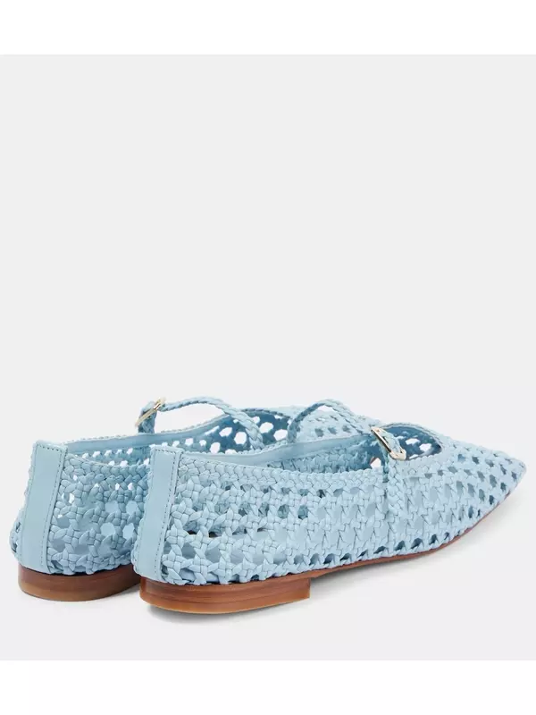 Парижские балетки из плетеной кожи Souliers Martinez, светло-синий