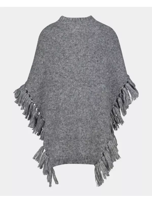 Женский пончо с бахромой Southern Cotton, светло-серый