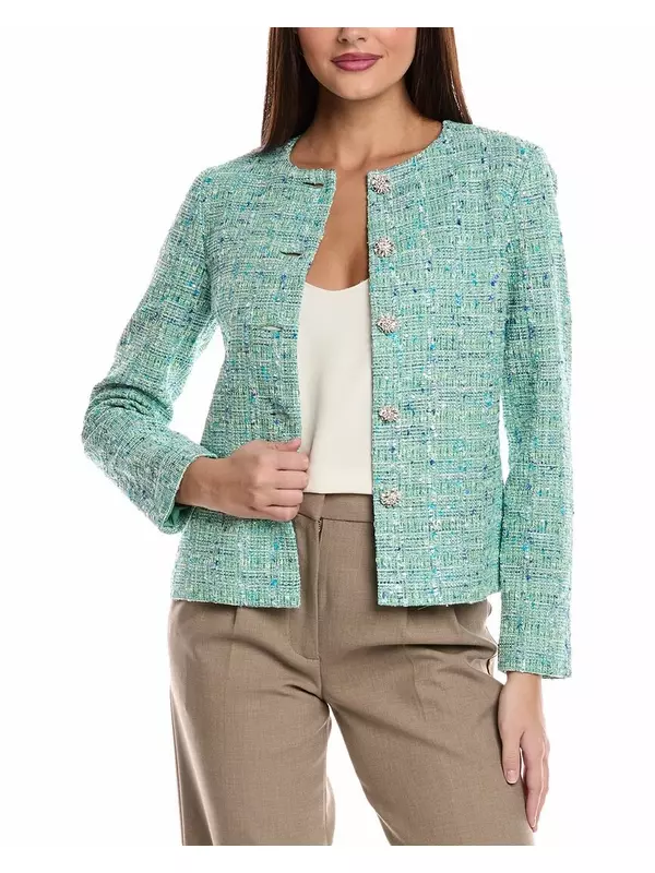 Пиджак из твидовой вязки St John St. John, зеленый