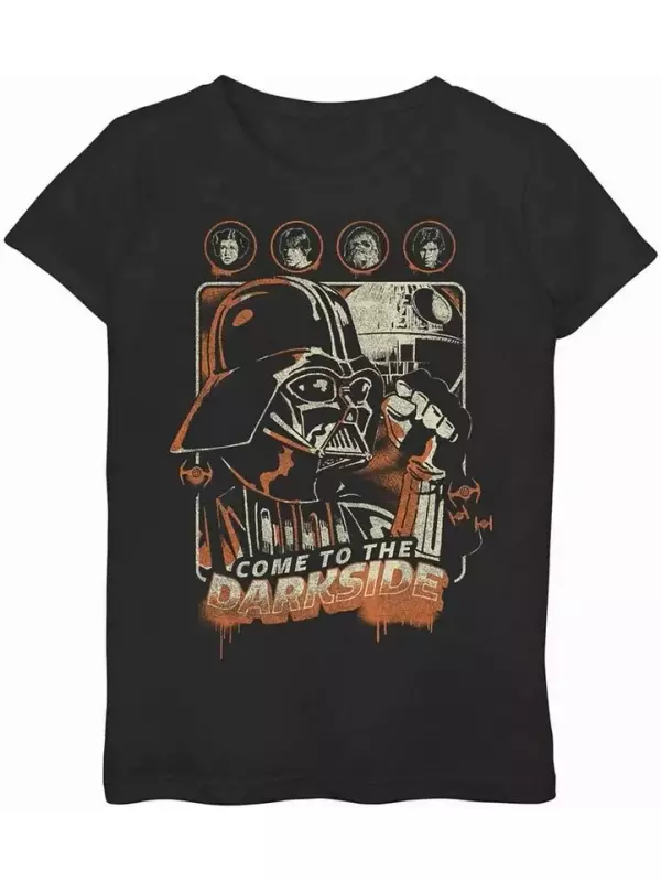 Футболка с рисунком «Дарт Вейдер, переходи на темную сторону» для девочек 7–16 лет, «Звездные войны», Хэллоуин Star Wars