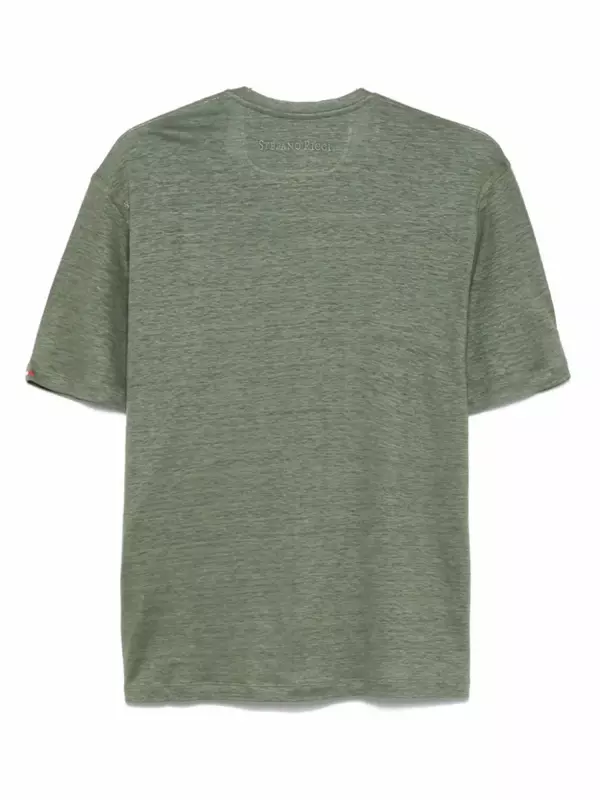 Льняная футболка Stefano Ricci, зеленый