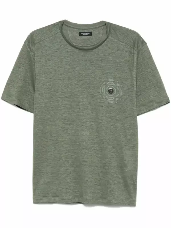 Льняная футболка Stefano Ricci, зеленый