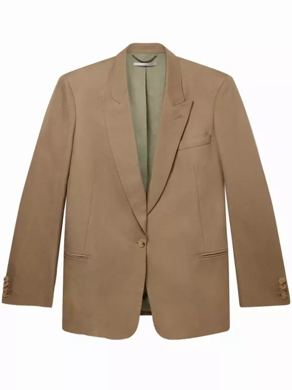 Однобортный пиджак с заостренными лацканами STELLA MCCARTNEY, нейтральный