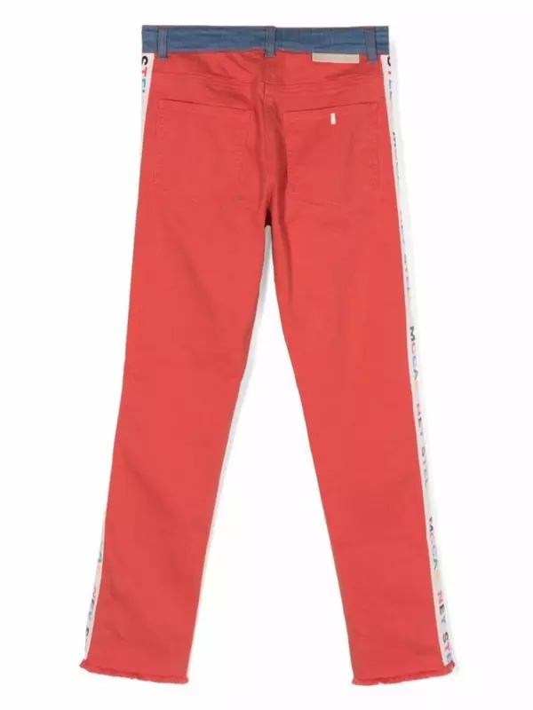 Stella McCartney Kids джинсы скинни с логотипами на лампасах, синий